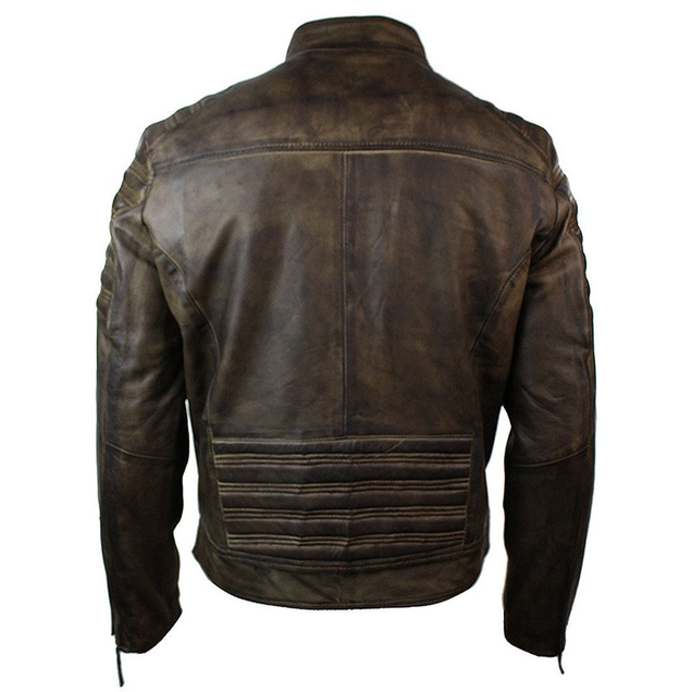 Illustration for article titled Retro Urban Vintage Distressed Biker Brown Real Leather Jacket